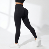 Dámské bezešvé fitness legíny s vysokým pasem a jemným žebrováním